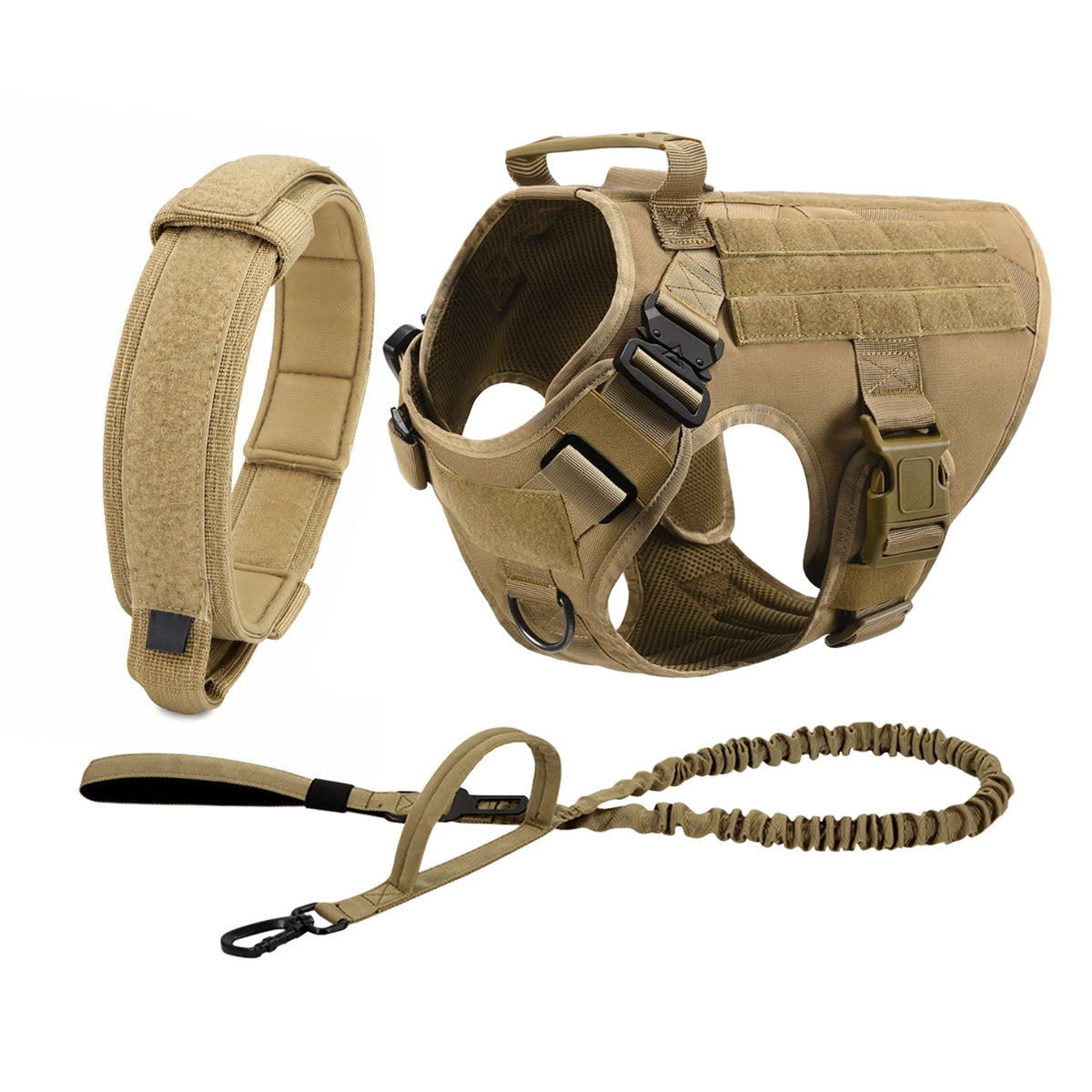 Tactical Dog Harness Collar Leash Molle Pouches For Medium Large Dogs Pet German Shepherd Training Walking Vest Dog Harnesses
