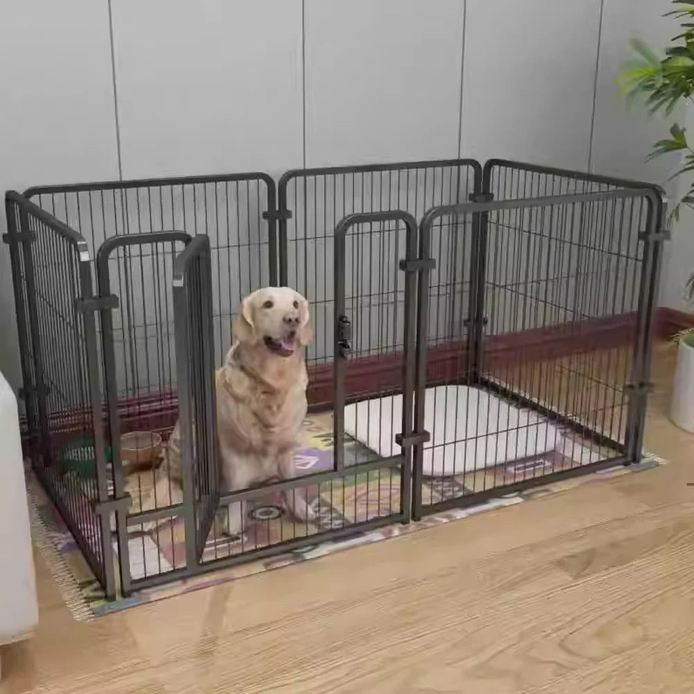 Foldable Stainless Steel Six Panel Heavy Duty Pet Exercise Kennel