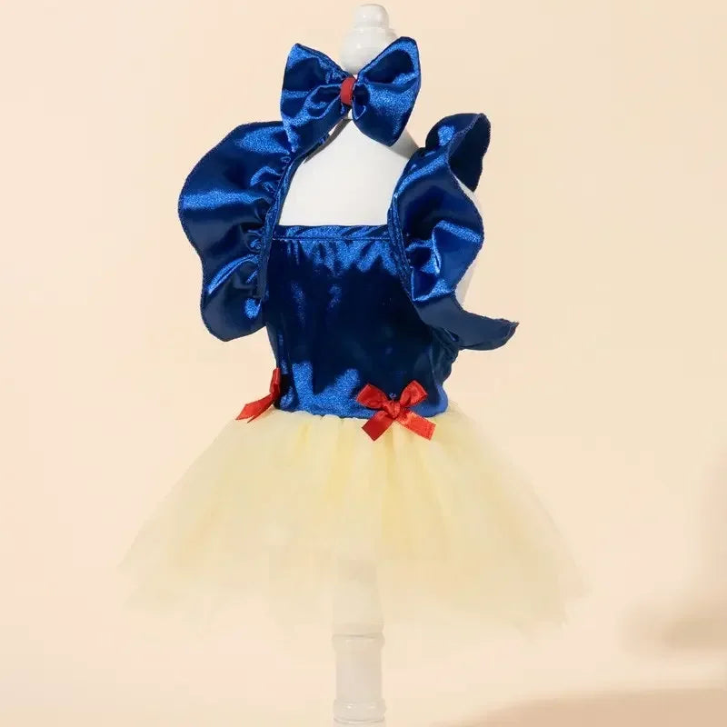 Cute Fashion Print Pet Dress with Bow, Plaid Pet Costume, Elastic Mesh Princess Dress, Puppy Cat, Complete Set, Clothing, Puppy Clothes