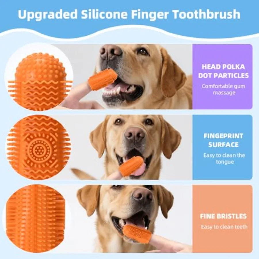 6Pcs Silicone Dog Toothbrush, 360° Dog Tooth Brushing Kit, Finger Toothbrush, Cat Tooth Brush, Teeth Cleaning, Dogs Cats Teeth