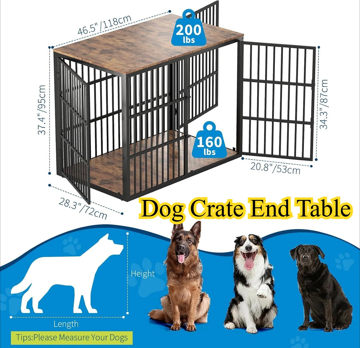 Garvee Heavy Duty Wooden Dog Kennel With Triple Lockable Doors