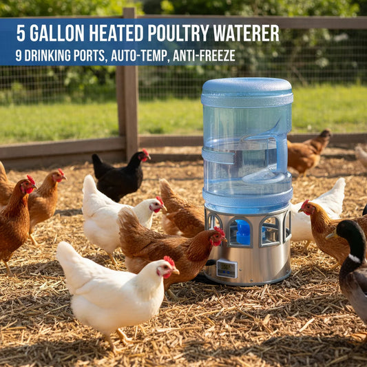 Stainless Steel Heated Poultry Waterer With Auto Thermostat