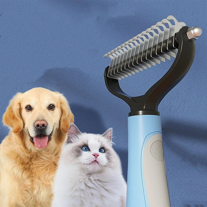 Double Sided Stainless Steel Pet Deshedding Comb Grooming Tool