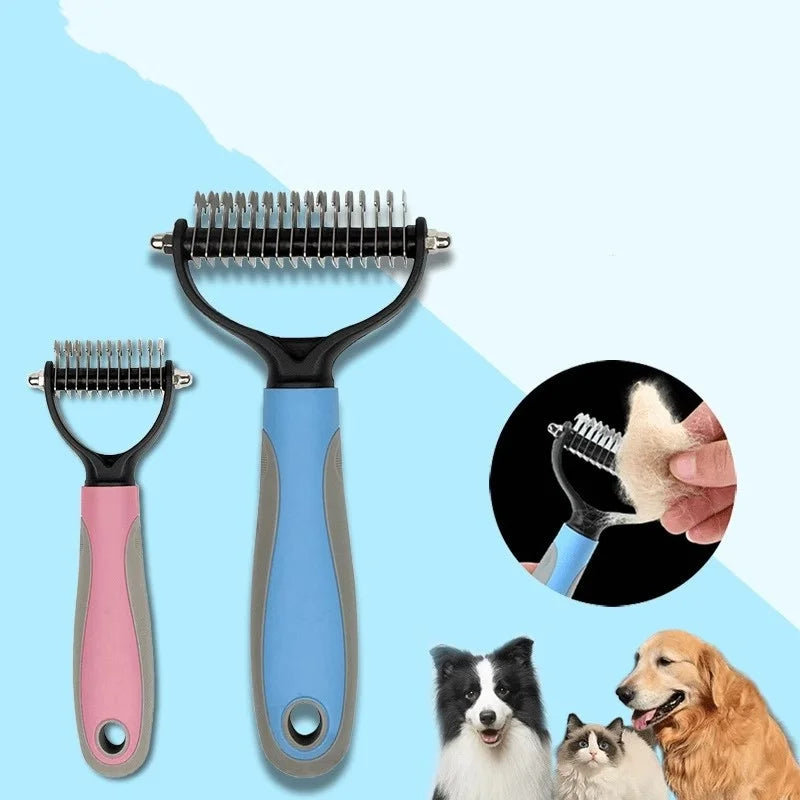 Double Sided Stainless Steel Pet Deshedding Comb Grooming Tool
