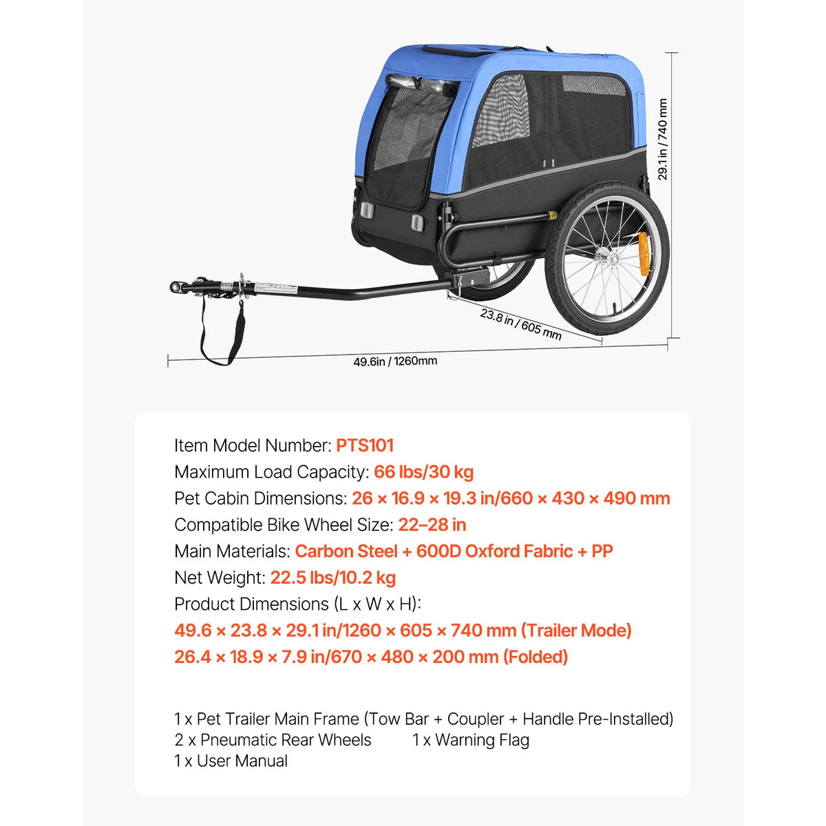 Durable Dog Bike Trailer Universal Bicycle Pet Carrier Quick Release