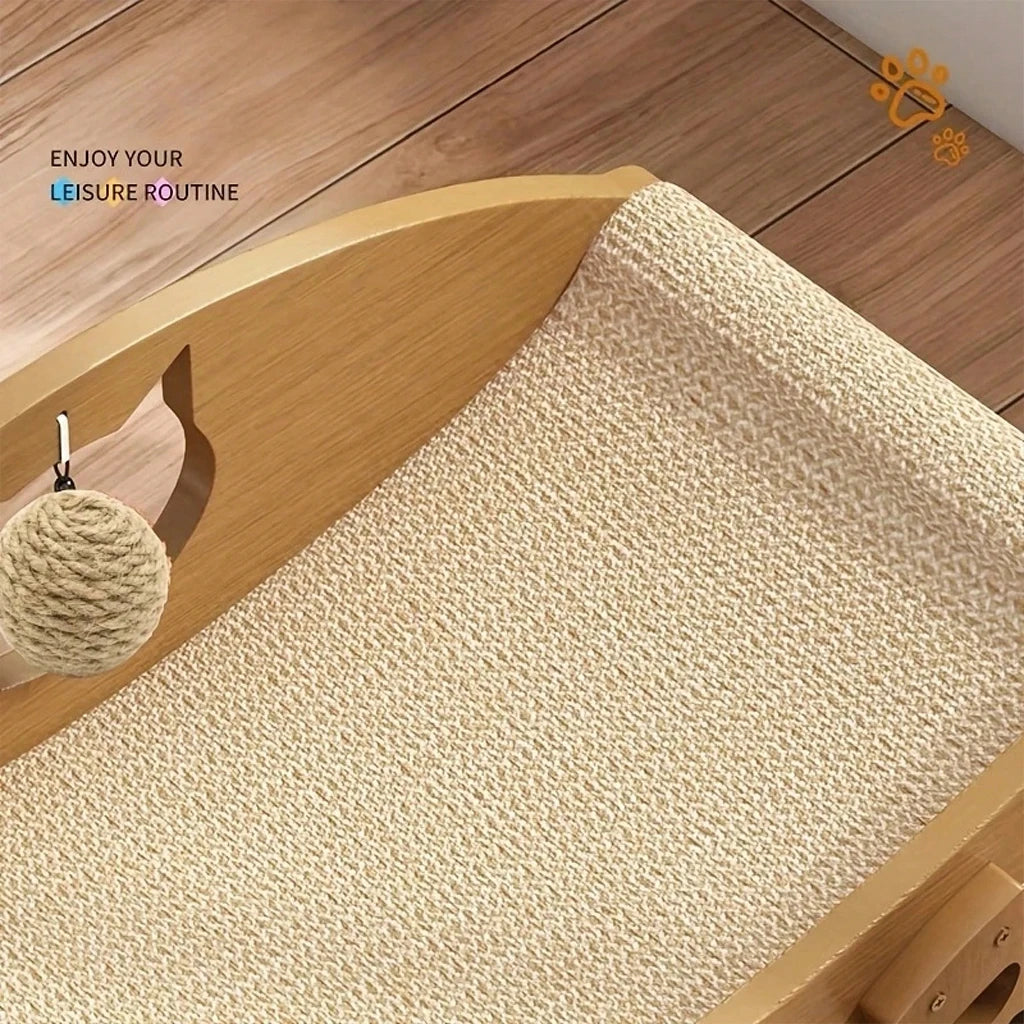 Wooden Frame Sisal Cat Scratcher Bed With Durable Woven Surface