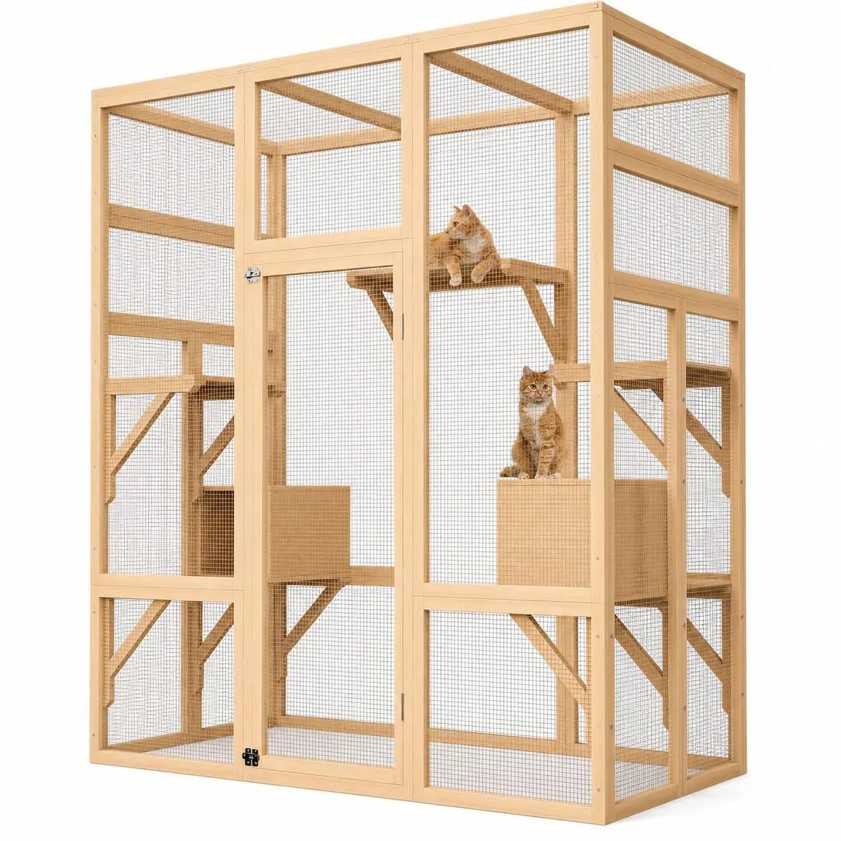 HiMISS Outdoor Wooden Catio Cat Enclosure With Waterproof Roof