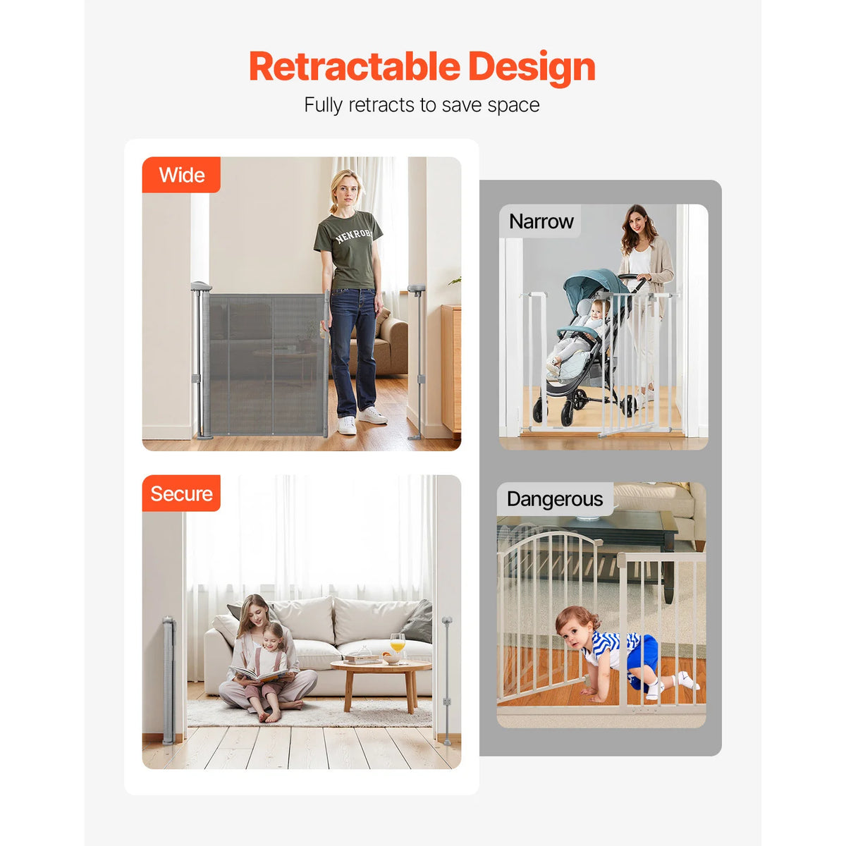 SucceBuy Retractable Mesh Safety Gate For Kids And Pets