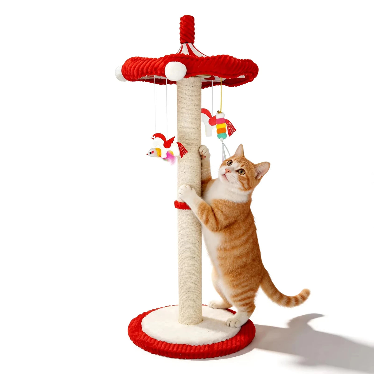 CWV Rotating Cat Tree Tower With Interactive Feather Toys