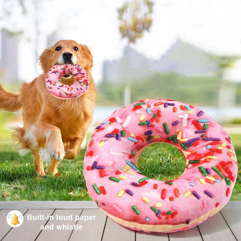 Interactive Squeaky Plush Dog Toy With Pizza Design For Dogs
