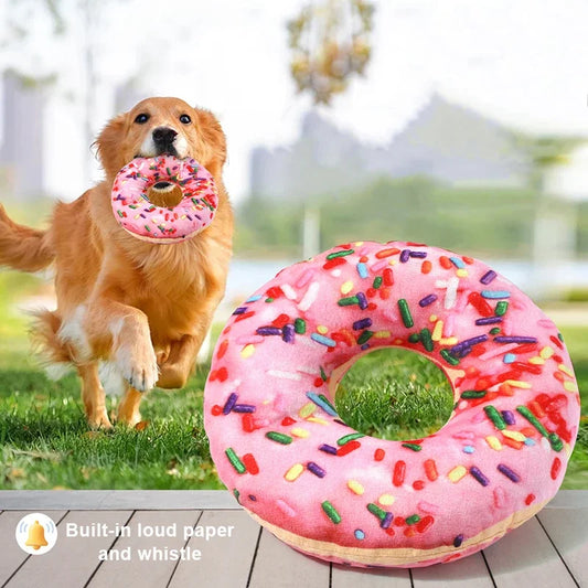 Interactive Squeaky Plush Dog Toy With Pizza Design For Dogs