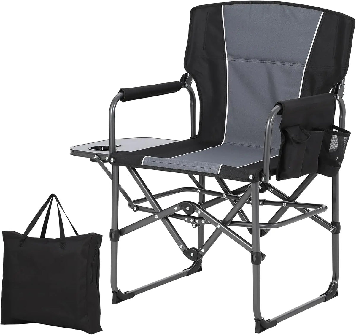 Tacleekii Camping Chair Support 400 lbs Portable Folding Chair for Adults Heavy Duty Lawn Chair with Side Table, for Camping, Sports, Picnic, Beach, Fishing