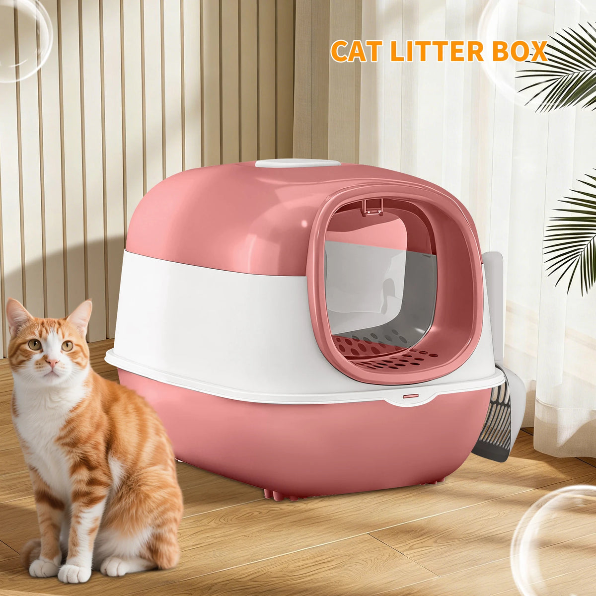 Switchable Open SemiClosed Cat Litter Box Splashproof Baffle For Domestic Cats