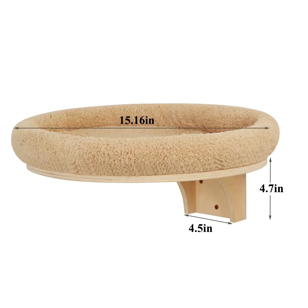 CWV Wall Mounted Pine Wood Cat Hammock With Scratching Post