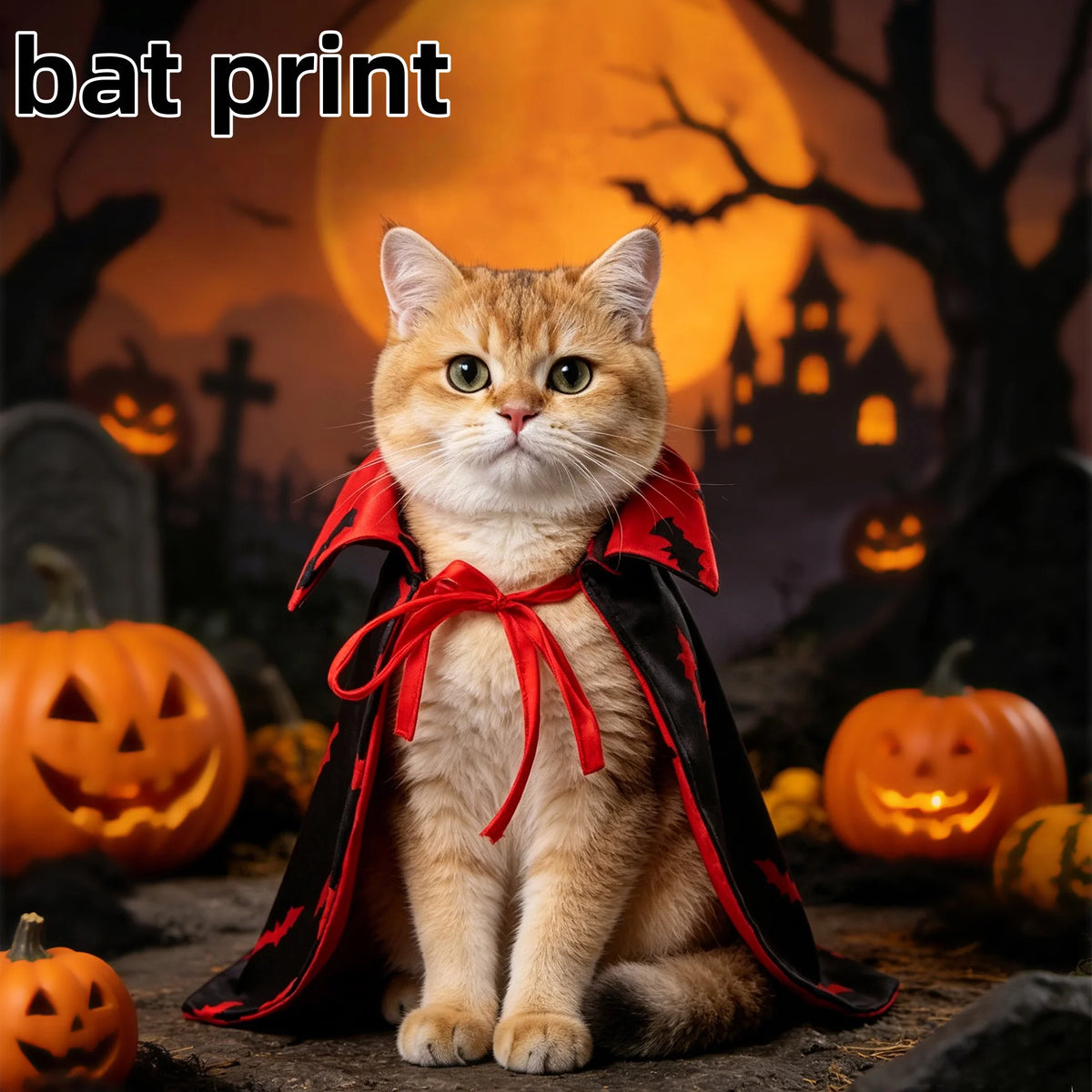 Halloween Reversible Bat Pet Cape Costume For Cats And Dogs