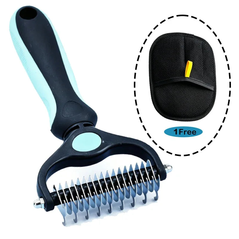Pet Comb and Grooming Brush Two-Sided Cat Hair Brush Undercoat Rake Comb for Dog Cat Remove Knots Tangles Pet Hair Comb
