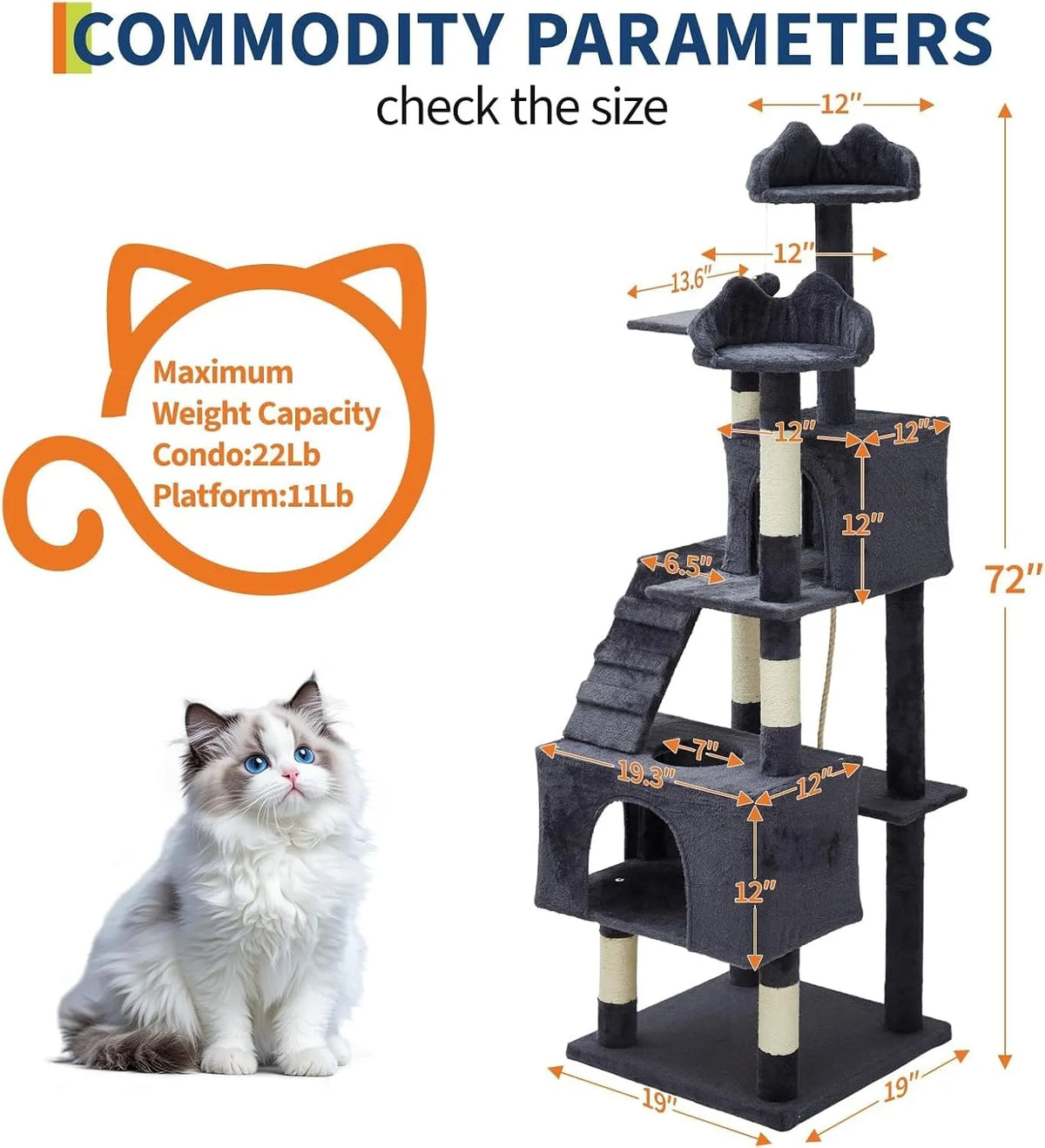 Hossllly Multi Tier Cat Condo With Scratching Posts And Hammock