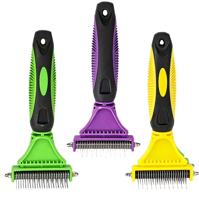 Pet Comb and Grooming Brush Two-Sided Cat Hair Brush Undercoat Rake Comb for Dog Cat Remove Knots Tangles Pet Hair Comb