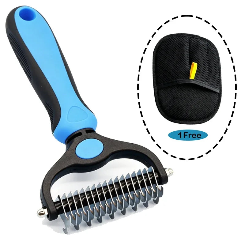 Pet Comb and Grooming Brush Two-Sided Cat Hair Brush Undercoat Rake Comb for Dog Cat Remove Knots Tangles Pet Hair Comb