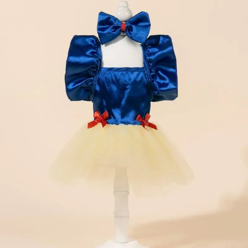 Cute Fashion Print Pet Dress with Bow, Plaid Pet Costume, Elastic Mesh Princess Dress, Puppy Cat, Complete Set, Clothing, Puppy Clothes