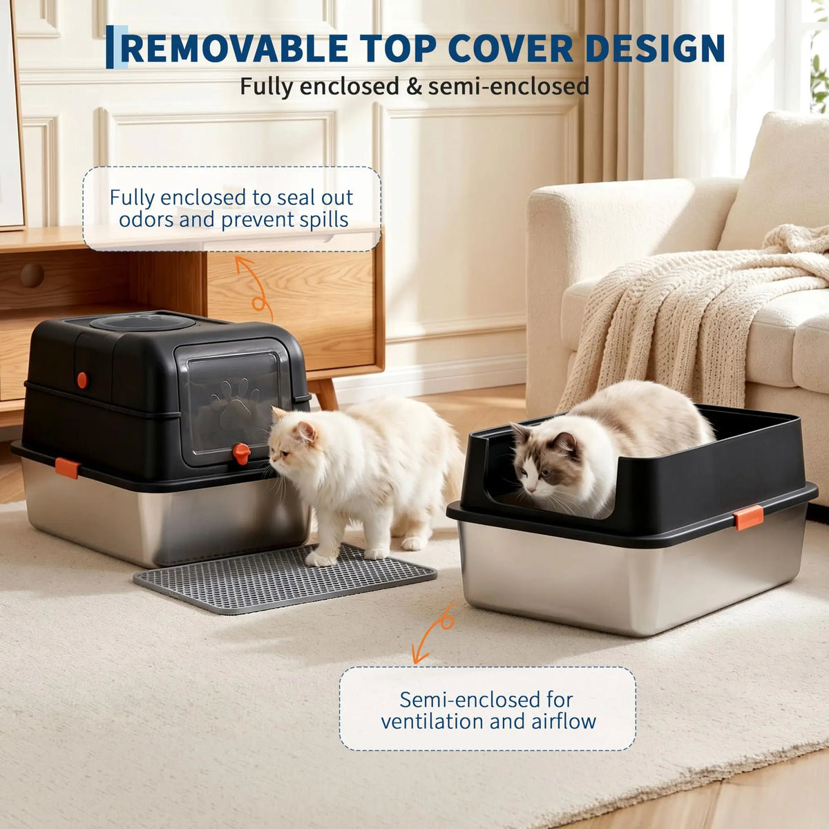 Studyset Enclosed Stainless Steel Dog Proof Litter Box