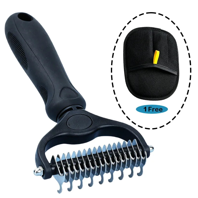 Pet Comb and Grooming Brush Two-Sided Cat Hair Brush Undercoat Rake Comb for Dog Cat Remove Knots Tangles Pet Hair Comb