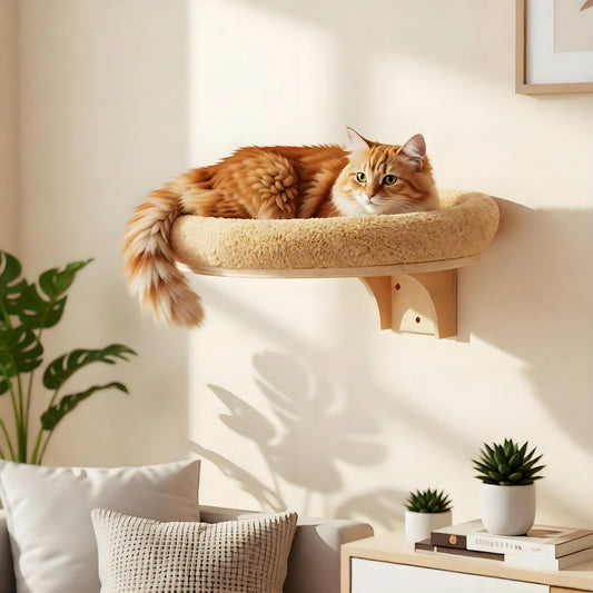 CWV Wall Mounted Pine Wood Cat Hammock With Scratching Post