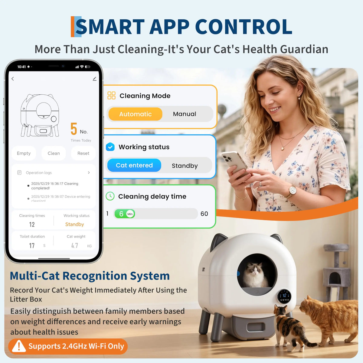 HiMiss Automatic Self Cleaning Cat Litter Box With App Control
