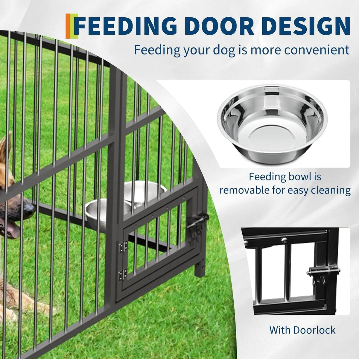 Super Large Outdoor Dog Kennel 20FT Heavy Duty Metal Dog Run Enclosure Walk In Dog Cage with Iron Alloy Frame Secure Gate Feed Access Modular Panels A Frame Top Pet Pen for Dogs Chickens Ducks Geese Backyard Garden Farm