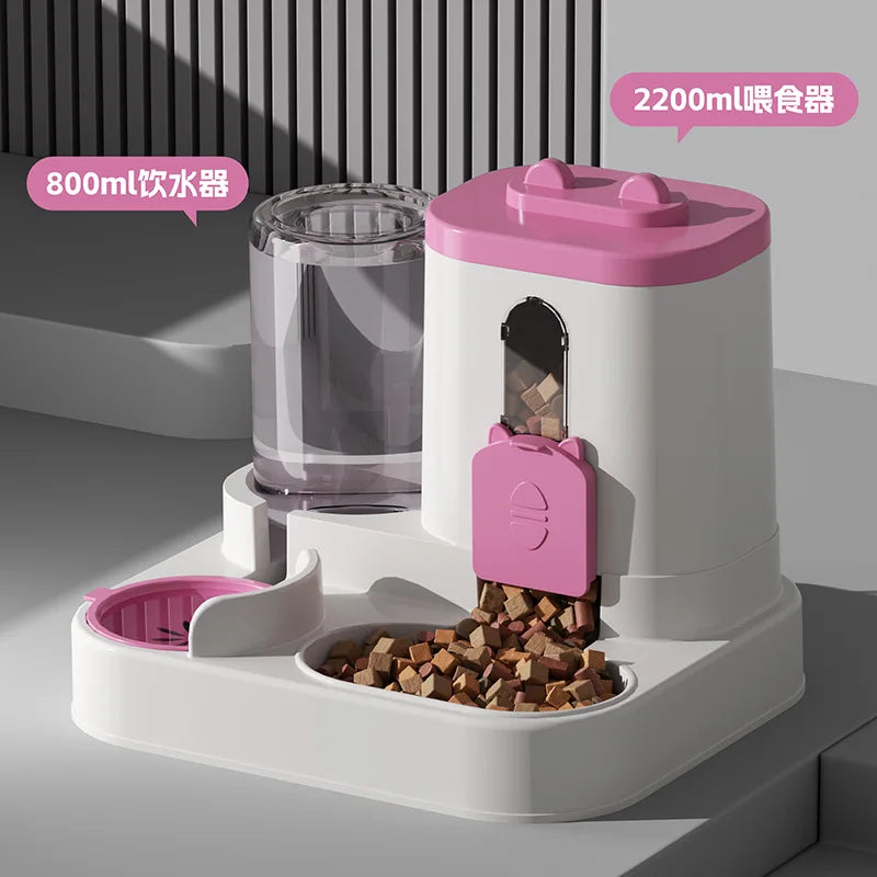 Automatic Pet Feeder With Spill Proof Bowl And Water Fountain