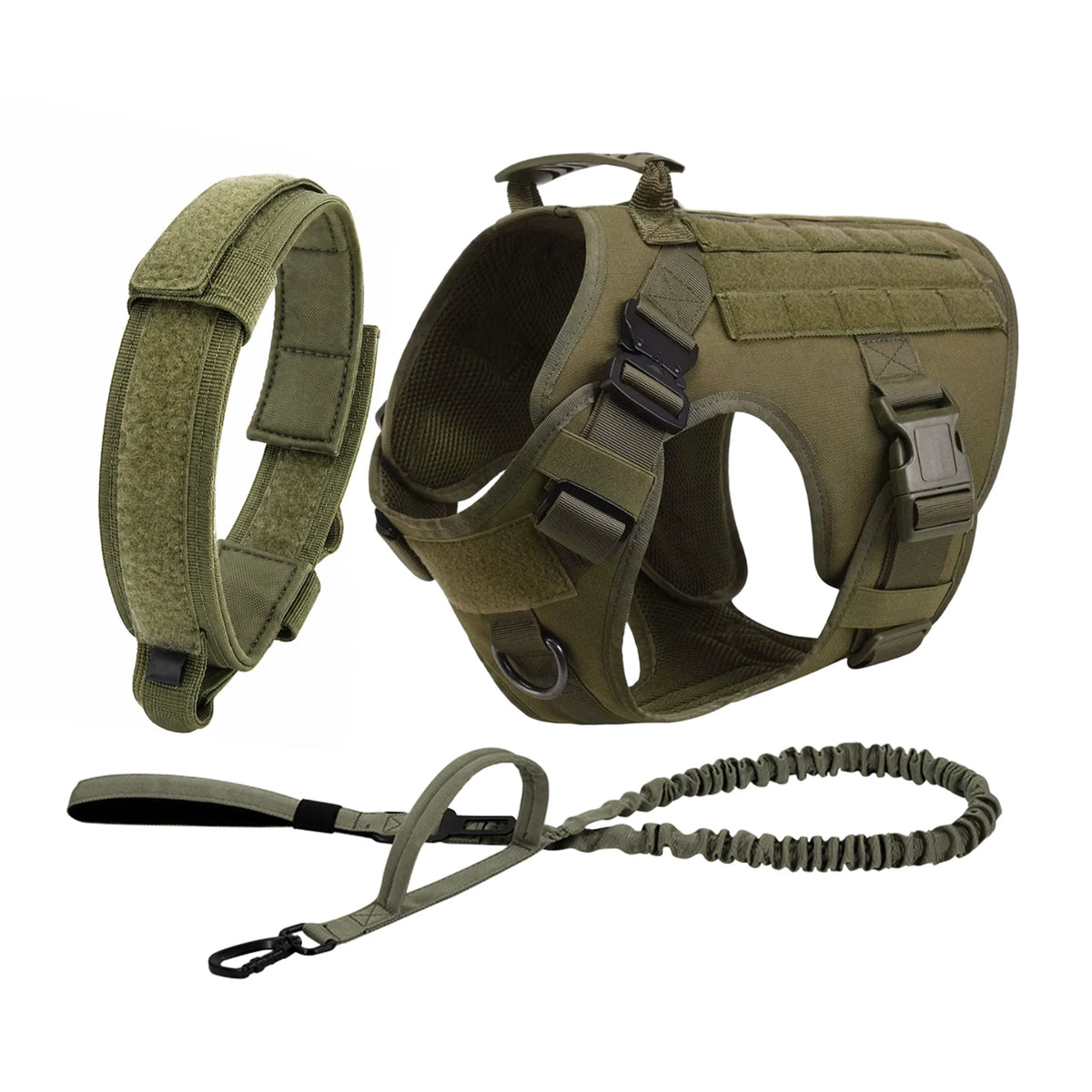 Tactical Dog Harness Collar Leash Molle Pouches For Medium Large Dogs Pet German Shepherd Training Walking Vest Dog Harnesses