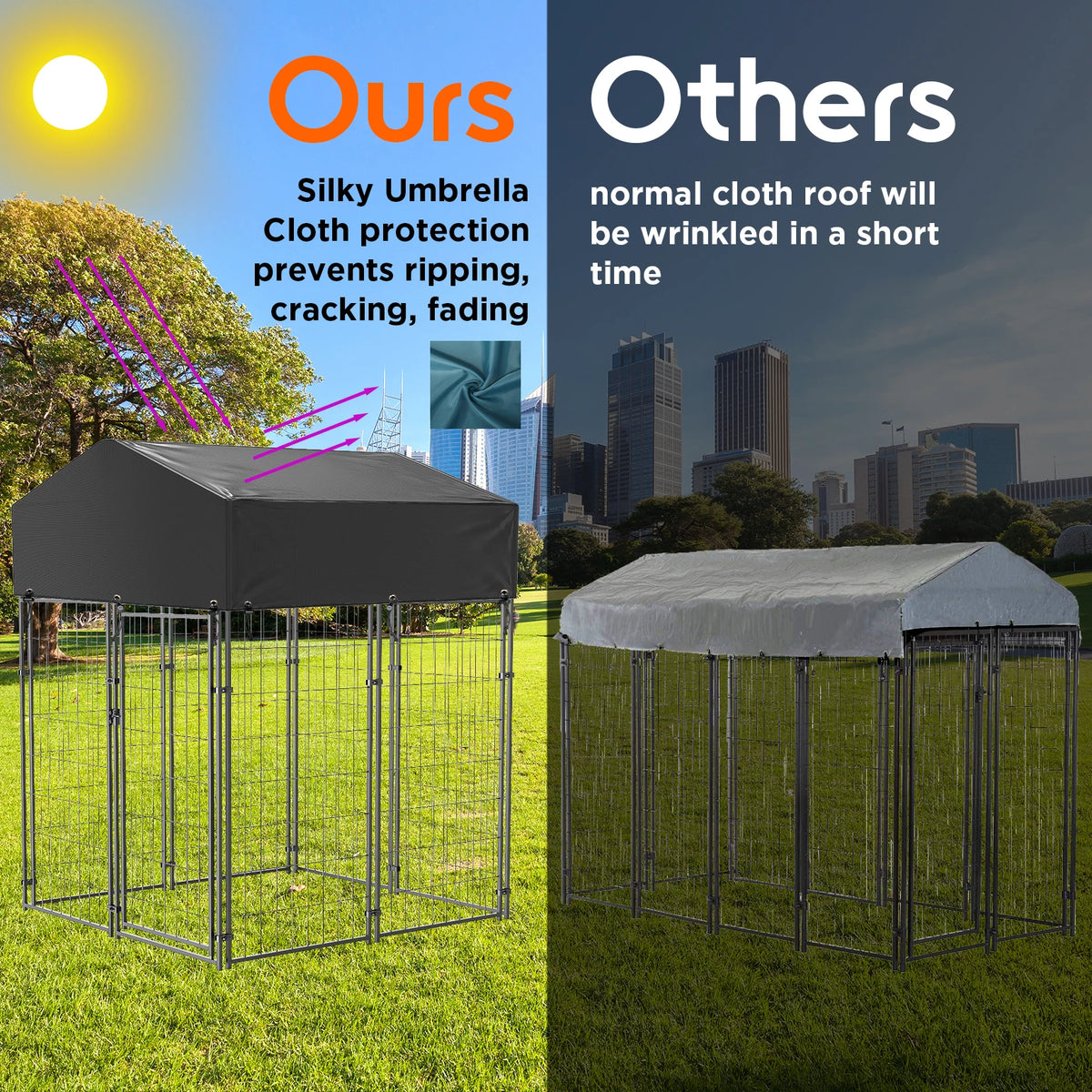 Outdoor Iron Dog Cage With Roof and High Fence Kennel