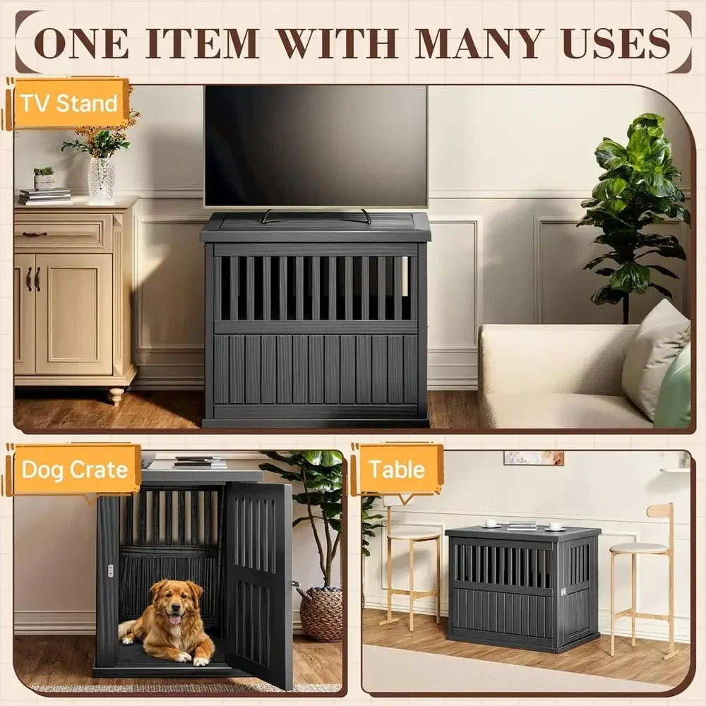 Dual Purpose Resin Dog Crate End Table for Indoor Outdoor