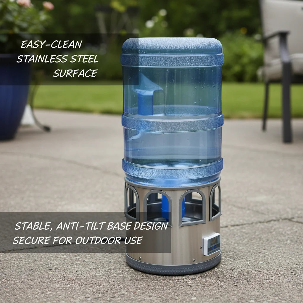 Stainless Steel Heated Poultry Waterer With Auto Thermostat