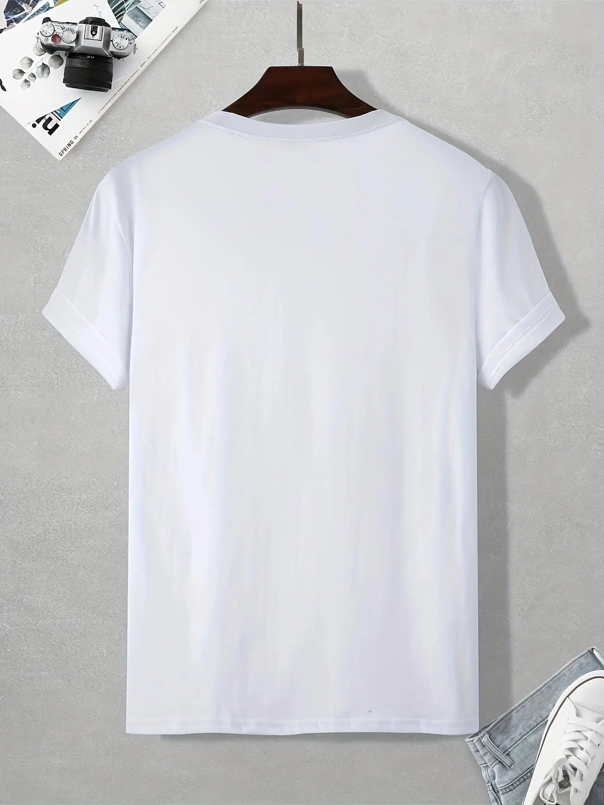 Men's Casual Cotton Crew Neck T-Shirt With Cat Graphic Print