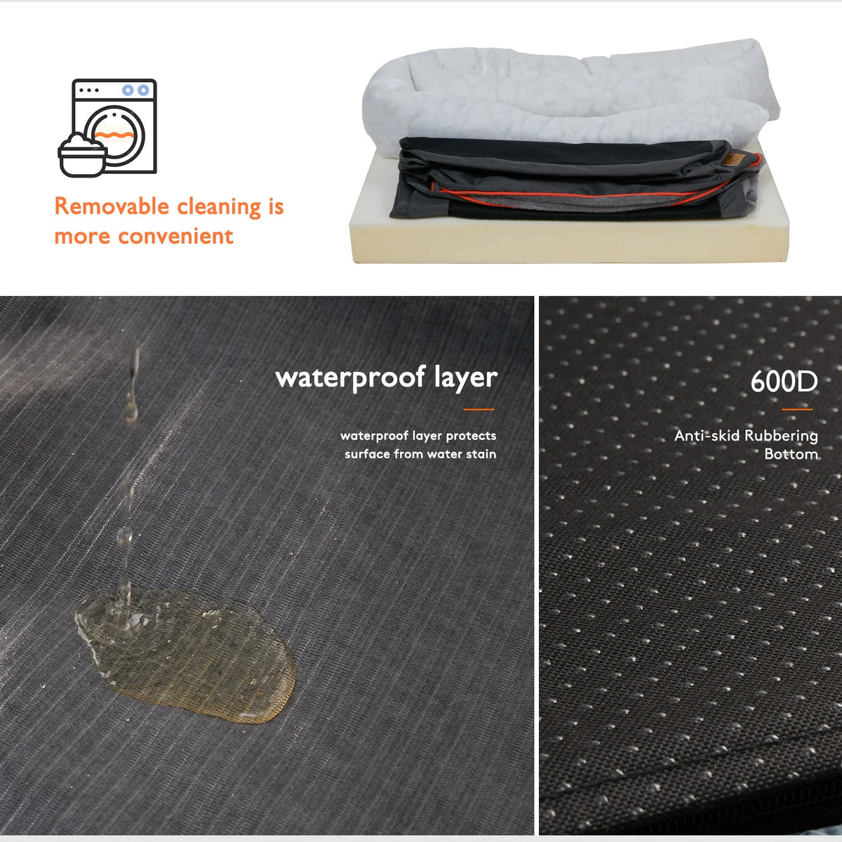 BingoPaw Waterproof Dog Bed Features Removable And Washable Fleece Cover