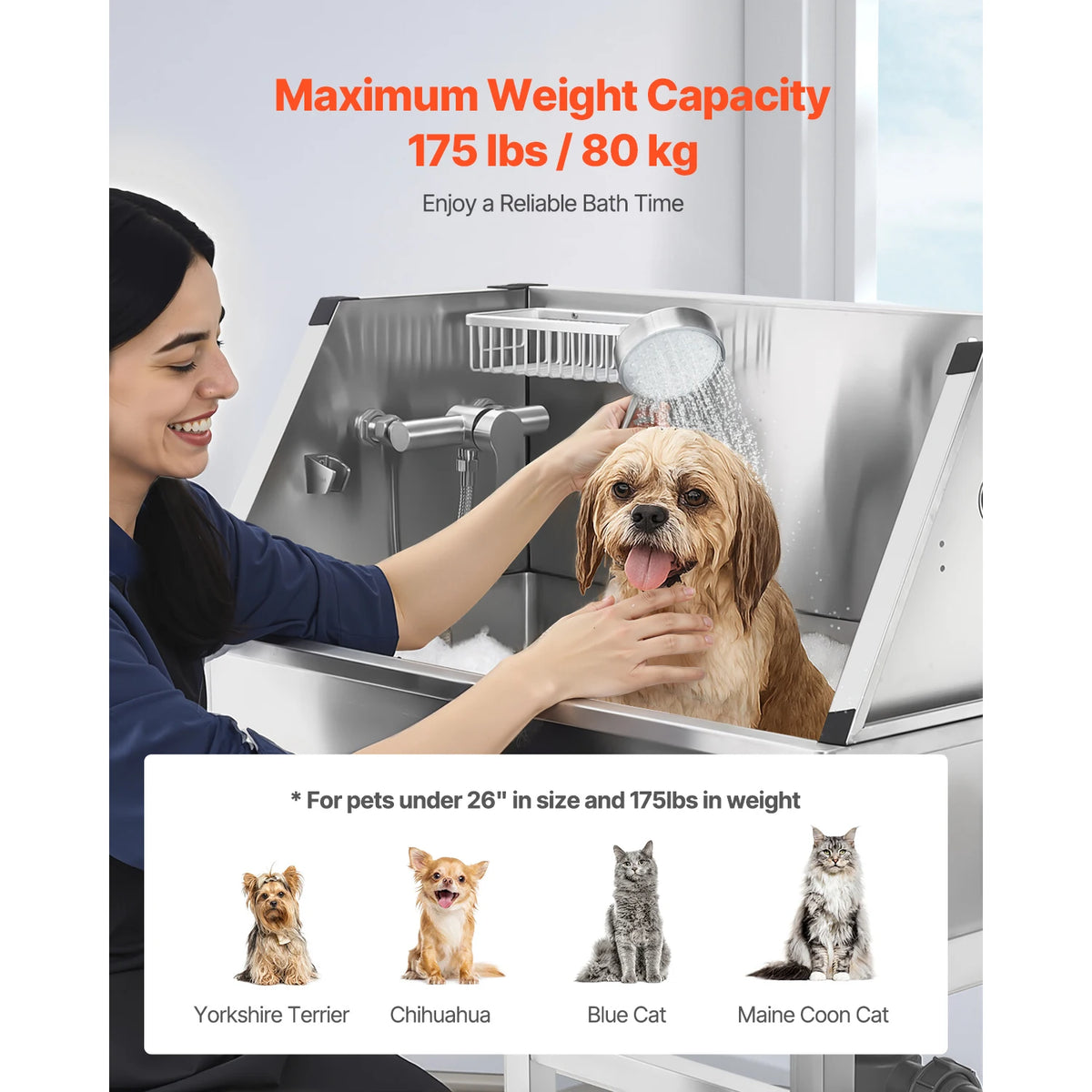 VEVOR Stainless Steel Dog Washing Station With Faucet Storage Rack