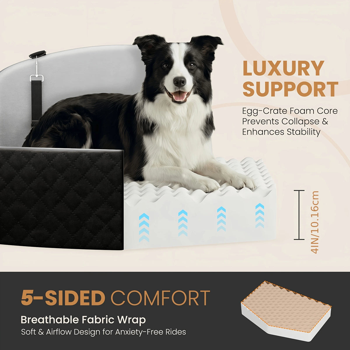 Memory Foam Travel Dog Car Seat With Cool Mat Cover