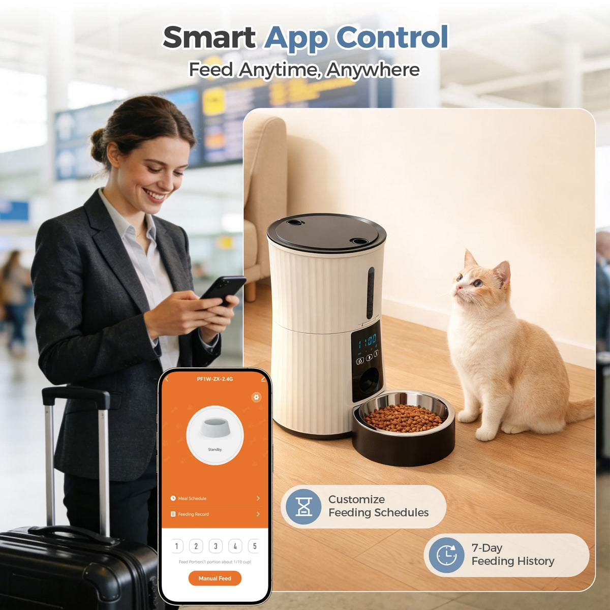 JHK Smart Automatic Cat Feeder With WiFi App Control