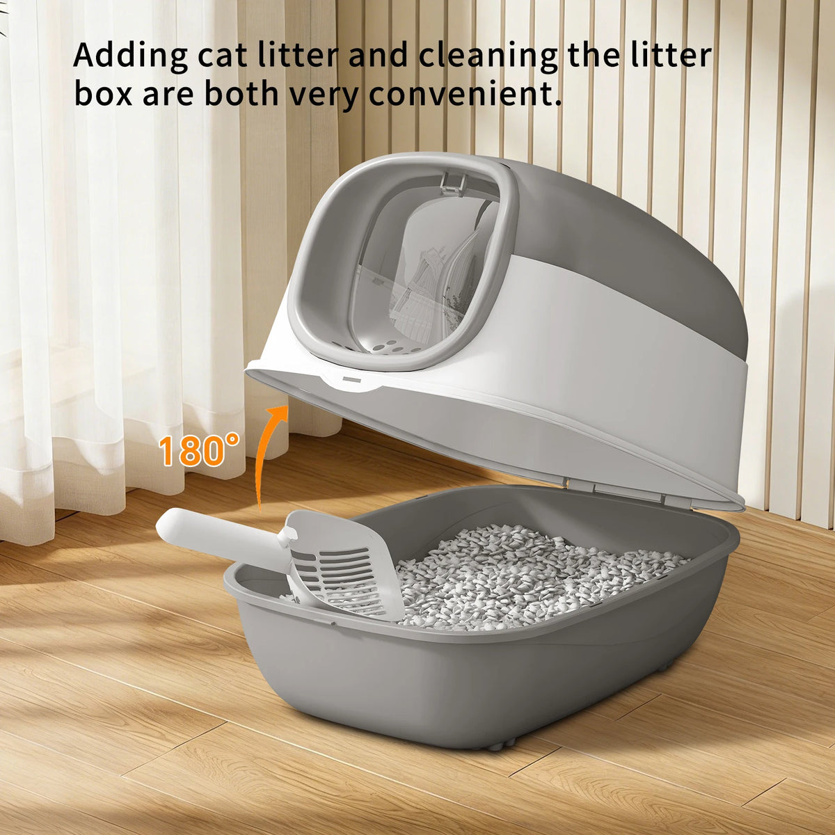 Switchable Open SemiClosed Cat Litter Box Splashproof Baffle For Domestic Cats