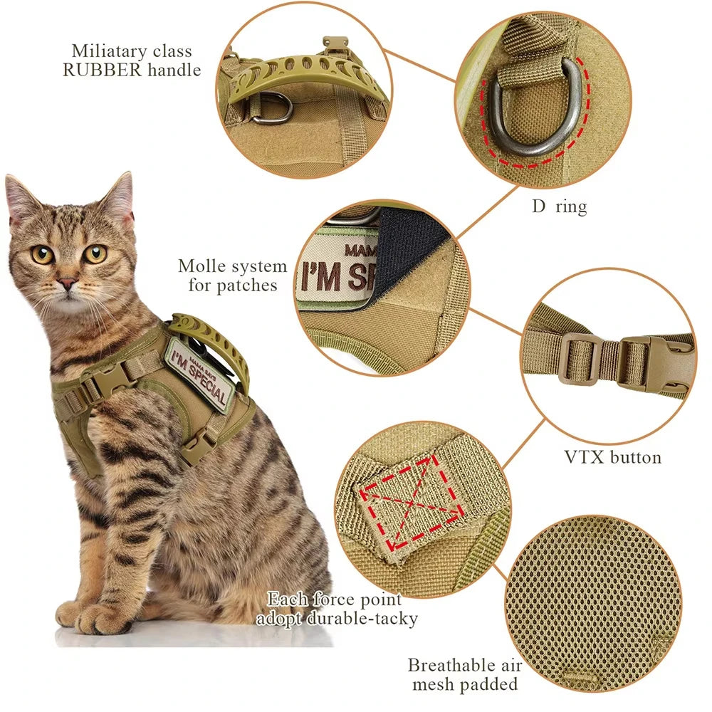 Petravel Adjustable Tactical Pet Harness And Leash With Handle