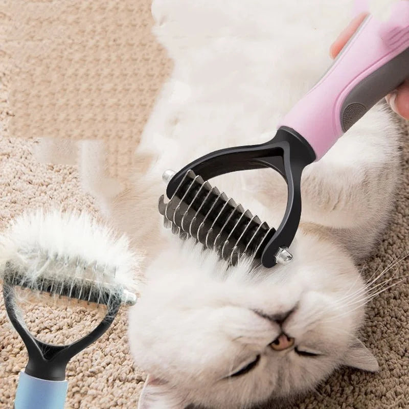 Double Sided Stainless Steel Pet Deshedding Comb Grooming Tool