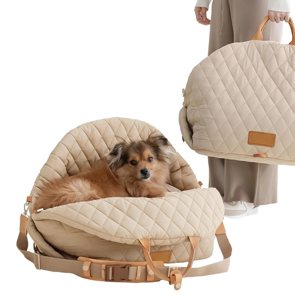 3‑in‑1 Dog Car Booster Seat for Small Dogs, Travel Carrier Car Dog Bed Pet Mat, Washable Cover Non‑Slip Bottom Multifunctional Pet Travel Accessory