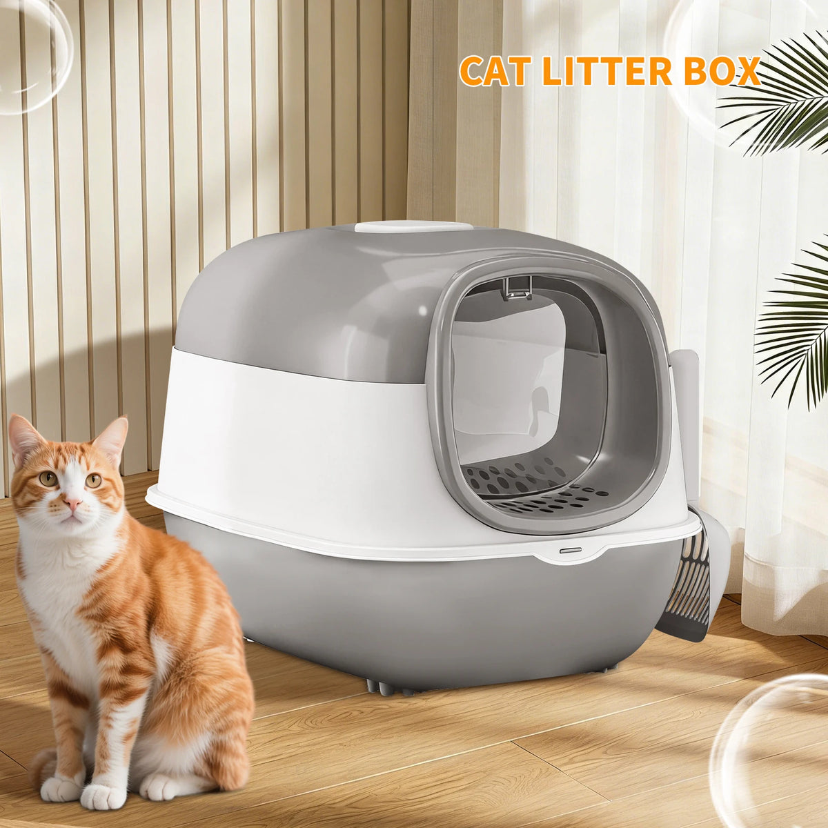 Switchable Open SemiClosed Cat Litter Box Splashproof Baffle For Domestic Cats
