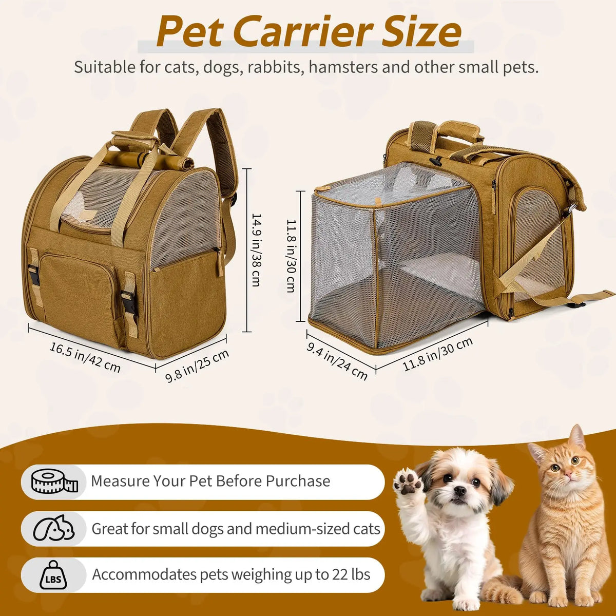 Expandable Cat Carrier Mesh Backpack With Breathable Travel Design