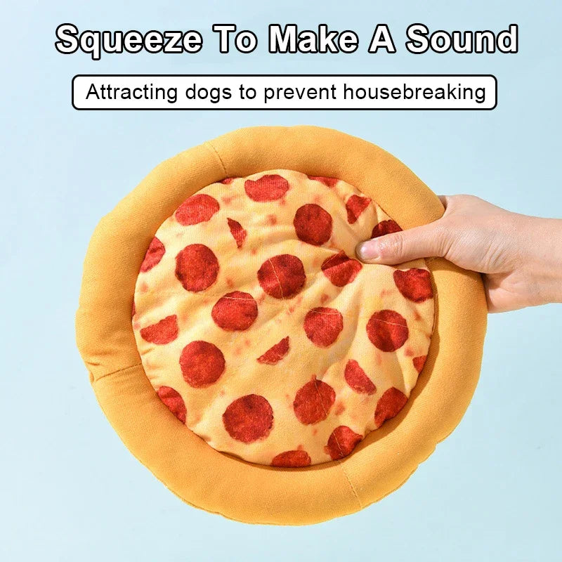 Interactive Squeaky Plush Dog Toy With Pizza Design For Dogs