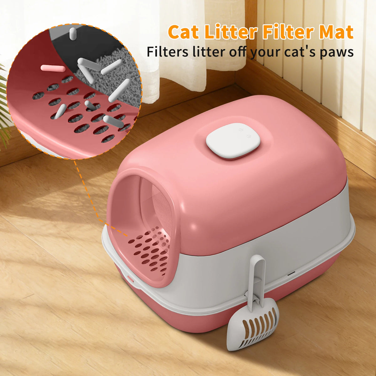 Switchable Open SemiClosed Cat Litter Box Splashproof Baffle For Domestic Cats