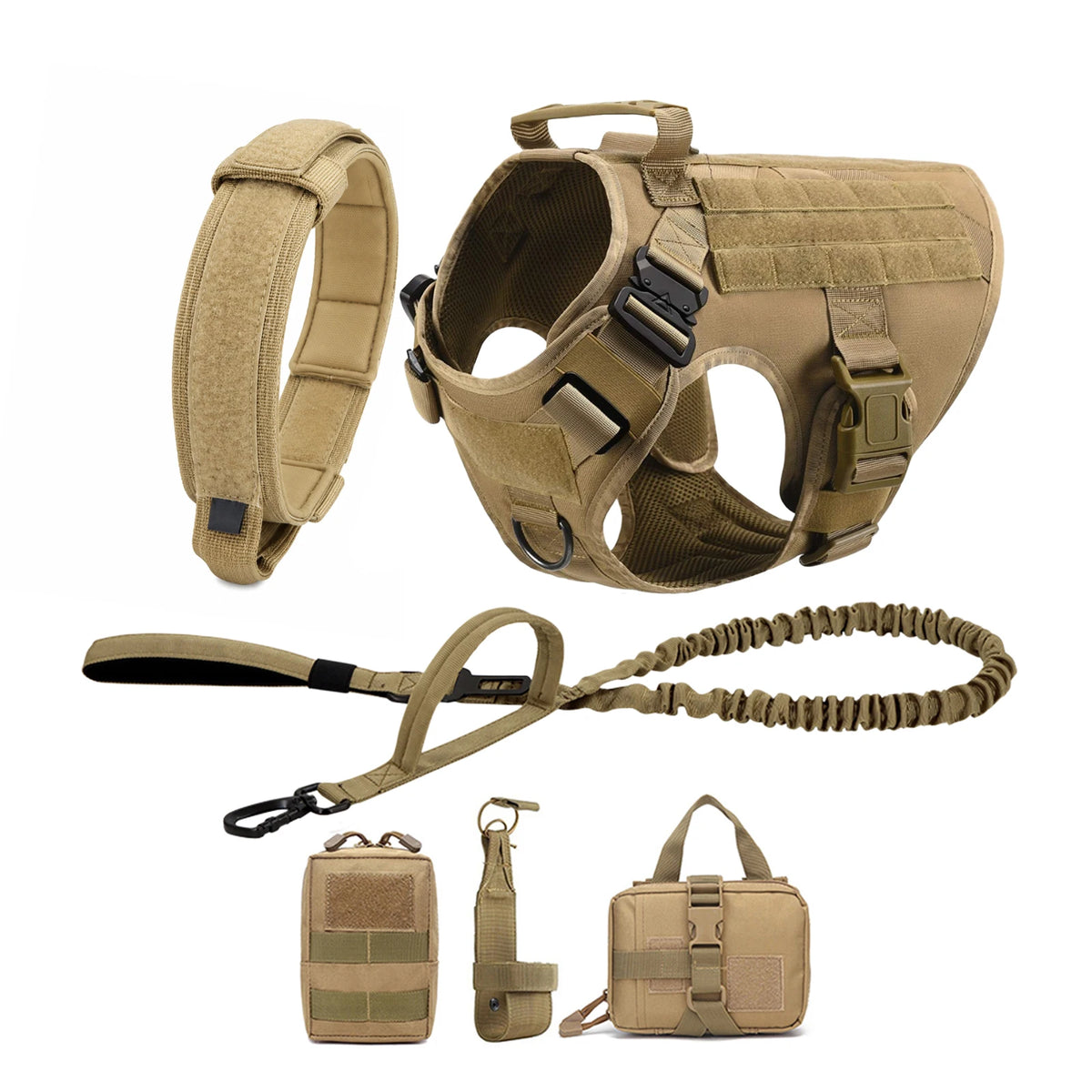 Tactical Dog Harness Collar Leash Molle Pouches For Medium Large Dogs Pet German Shepherd Training Walking Vest Dog Harnesses