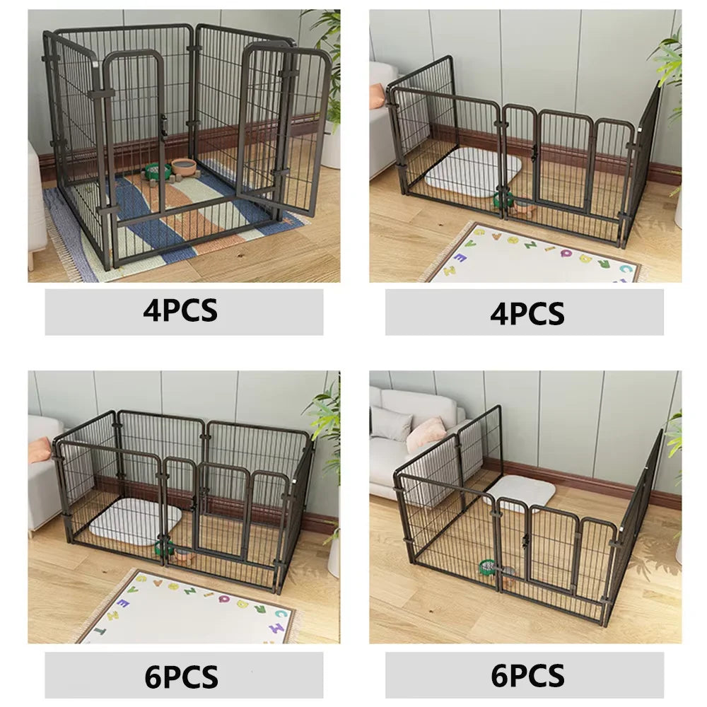 Foldable Stainless Steel Six Panel Heavy Duty Pet Exercise Kennel