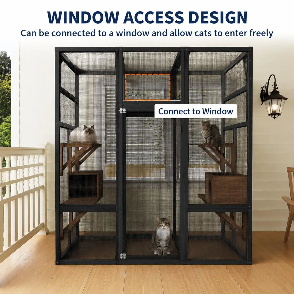 HiMISS Outdoor Wooden Catio Cat Enclosure With Waterproof Roof